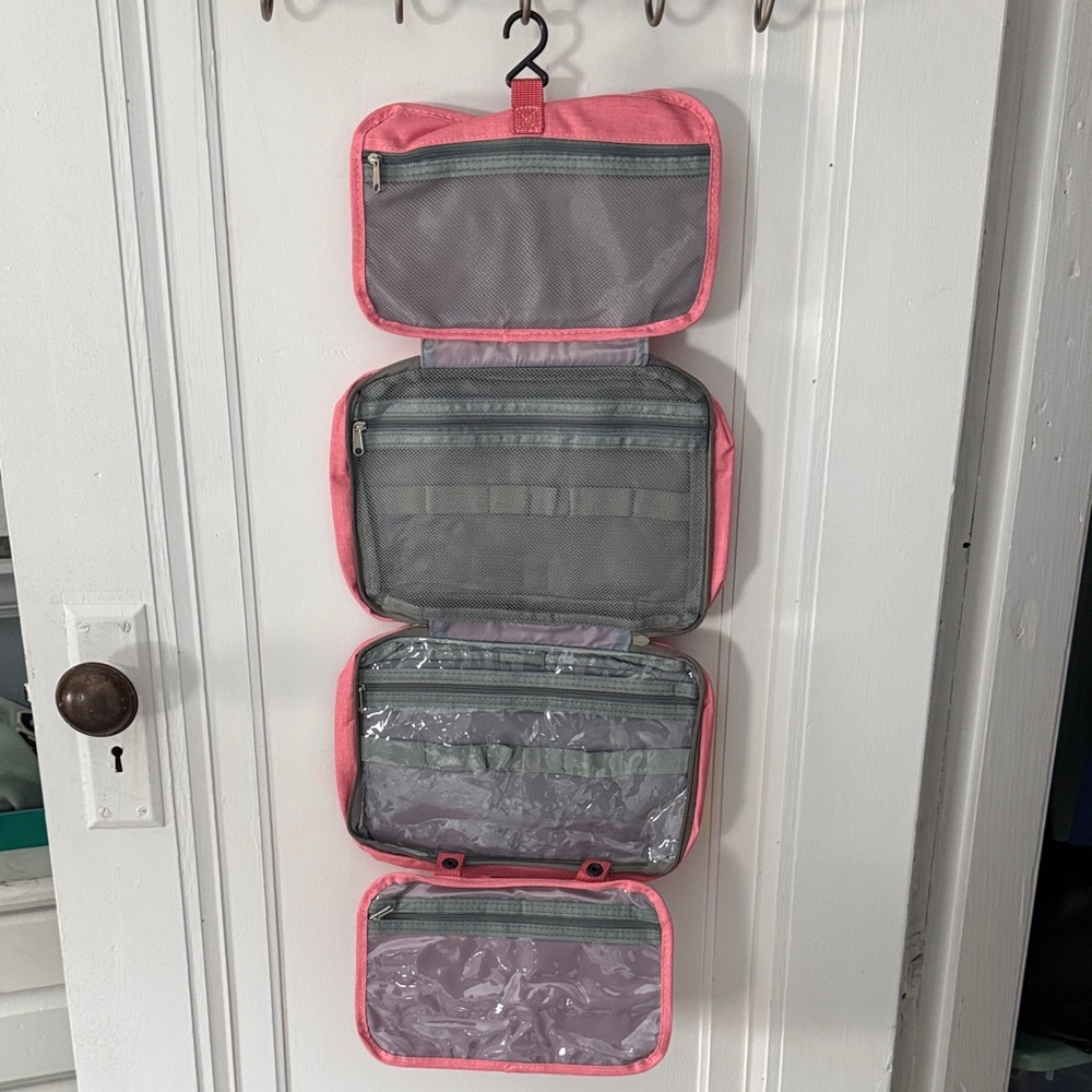 Amazon Pink and Gray Hanging Makeup Organizer